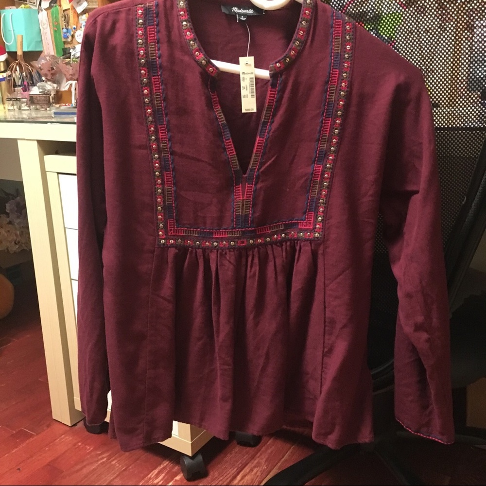 brand new with tags madewell burgundy blouse